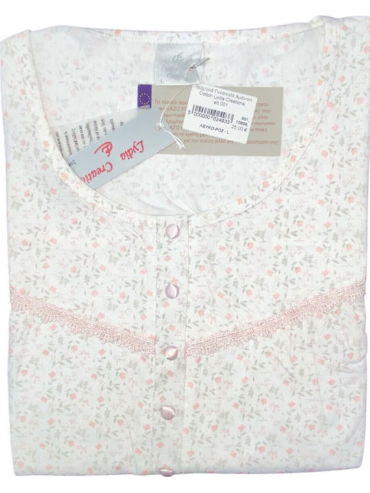 Lydia Creations Summer Women's Nightgown White-Pink Lydia Creations Summer Women's Nightgown White-Pink