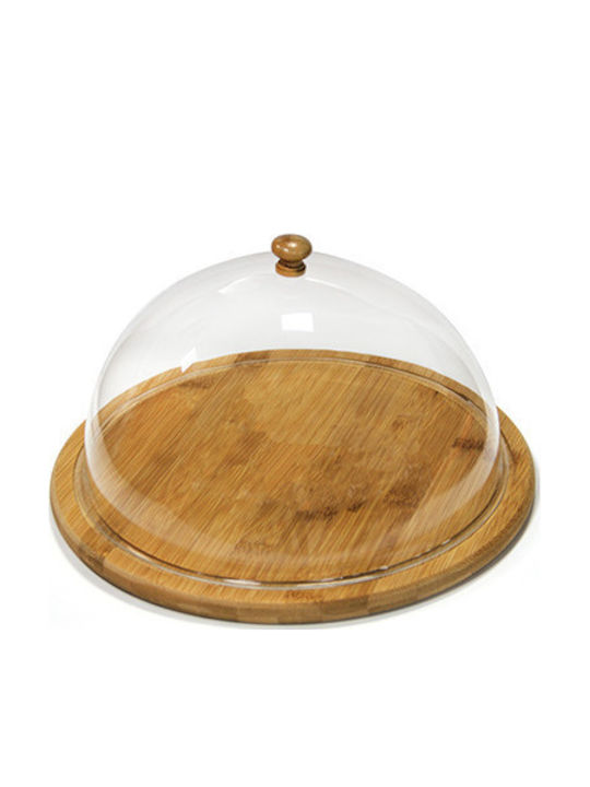 Raki Tavă Pentru Tort Din Lemn Cu Capac Maro 35x35cm
