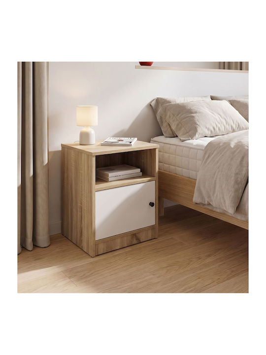 Bedside Table Lenea Wooden Beige 40x40x50cm