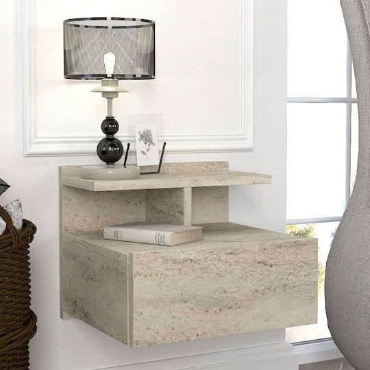 Wall-Mounted Bedside Table Mislina Wooden Beige 40x33.2x32cm