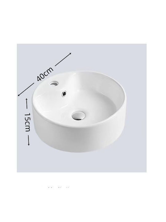 Chiuvetă De Blat Baie Ceramică Cu Baterie 40x40x15cm Alb
