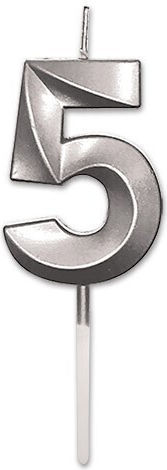 Κερί Prestige Silver Metal 9 Cm Νούμερο 5