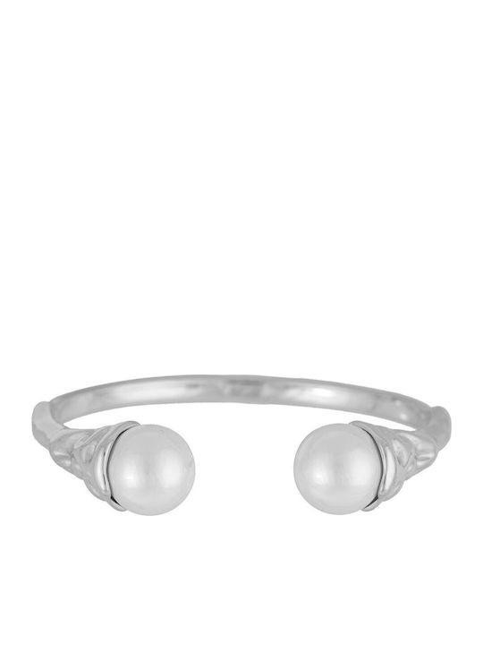 Excite-Fashion Women's Handcuff Bracelet Made of Stainless Steel with Pearls