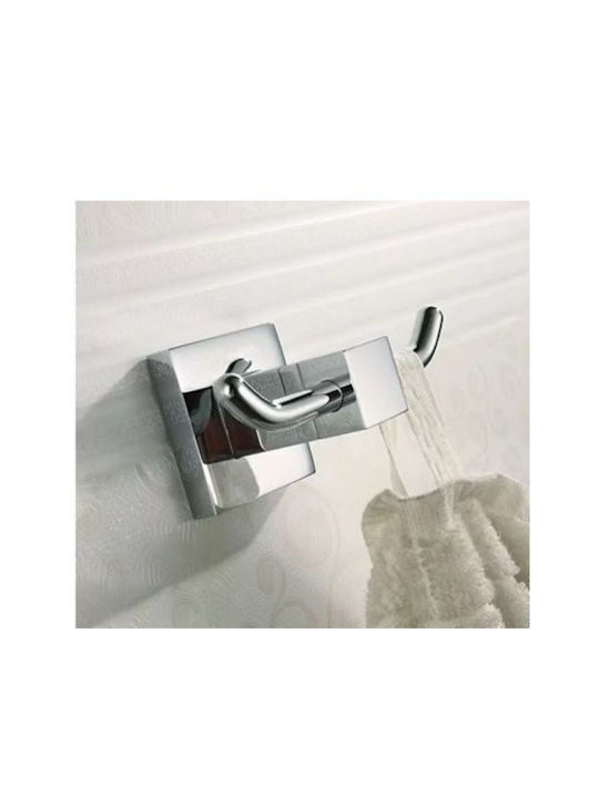 Landsh Doppelter Badezimmerhaken mit Schrauben Inox Silber