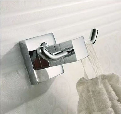 Landsh Άγκιστρο Μπάνιου Διπλό με Βίδες Inox Ασημί