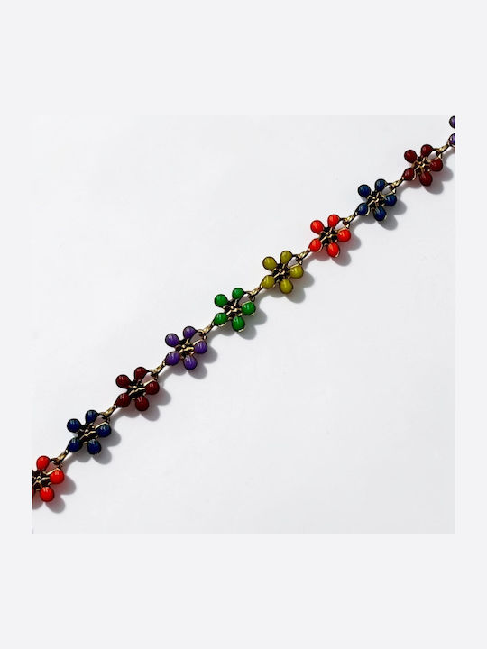 Women's Bracelet with Flower Design in Gold Plated Steel