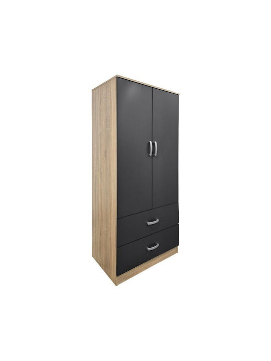 Alvia Doppeltür Kleiderschrank Anthrazit 80x51.5x180cm