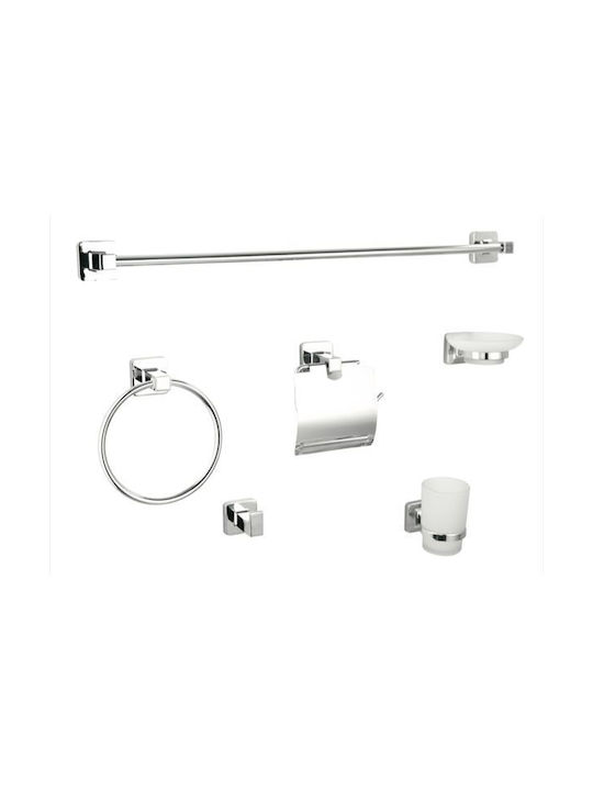 Landsh Set Accesorii Baie de Perete Inox Argintiu 6 Bucăți