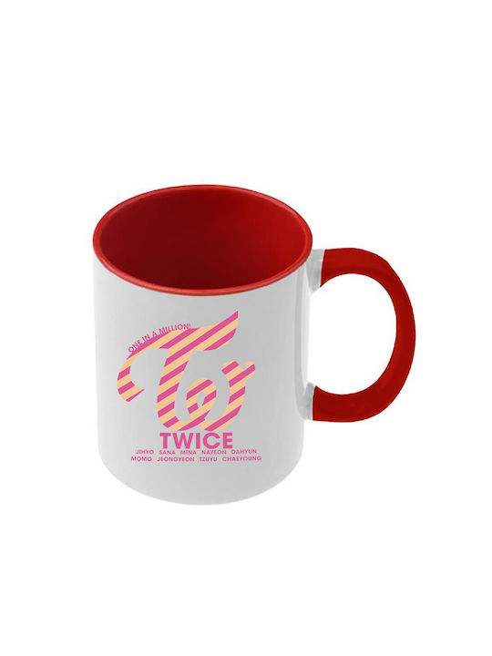 Κούπα Kpop Twice Κόκκινη Λαβή Εσωτερικό