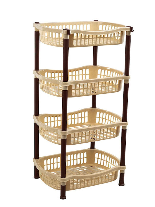 Sidirela Raft De Bucătărie Din Plastic Cu 4 Locuri Bej 45x32x72cm E-1536-1