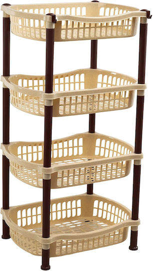 Sidirela Raft De Bucătărie Din Plastic Cu 4 Locuri Bej 45x32x72cm E-1536-1