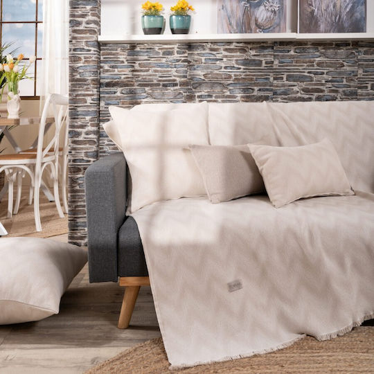 Teoran Sanremo Ριχτάρι Τετραθέσιου Καναπέ Chenille 180x350εκ. Εκρού