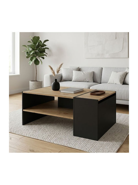 Rectangular Central Coffee Table Izia Wooden Sapphire Oak - Anthracite W110xD60xH45cm