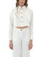 Long Sleeve Women's Denim Shirt White