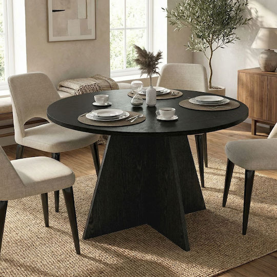Rundes Esszimmertisch aus Holz Sencron Schwarz 120x120x75,7cm