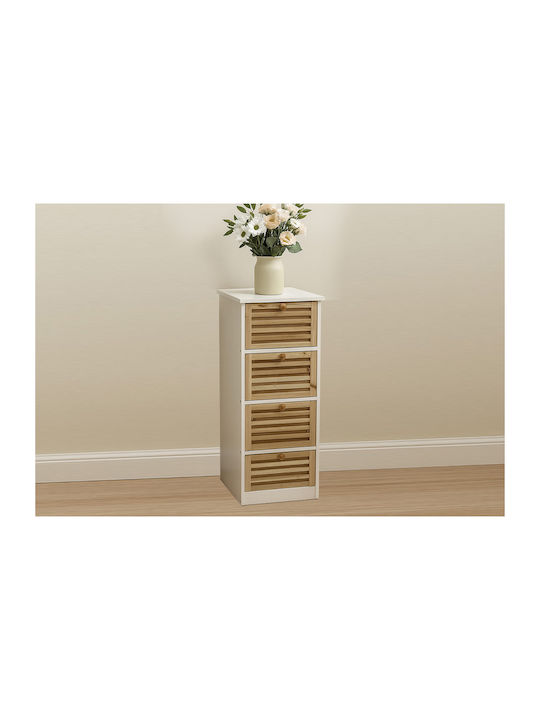 Bamboo Storage Drawers with 4 Drawers L31.5xW30xH81cm