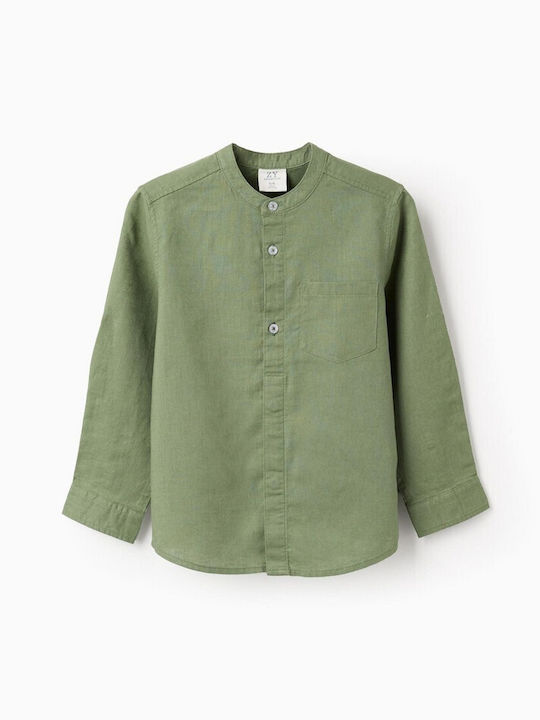 Kids Shirt Long-Sleeved Linen Green