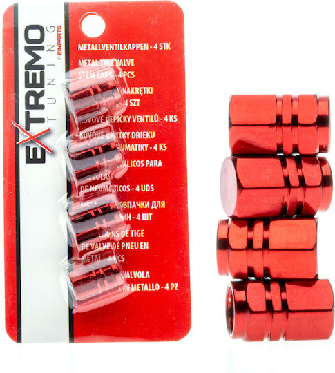 Extremo Tuning Aluminum Nuts Schrader Valves 4 Pieces Red