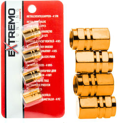 Extremo Tuning Aluminum Schrader Valve Nuts 4 Pieces Yellow Gasket