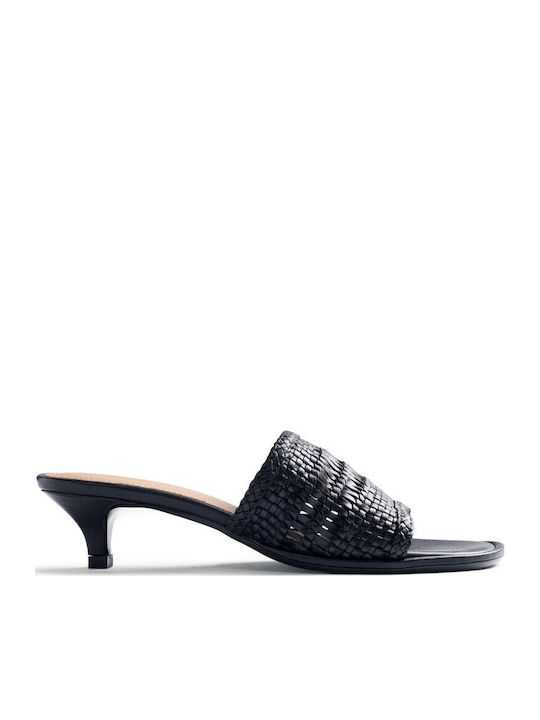 Gioseppo Leather Mules with Low Heel in Black C...
