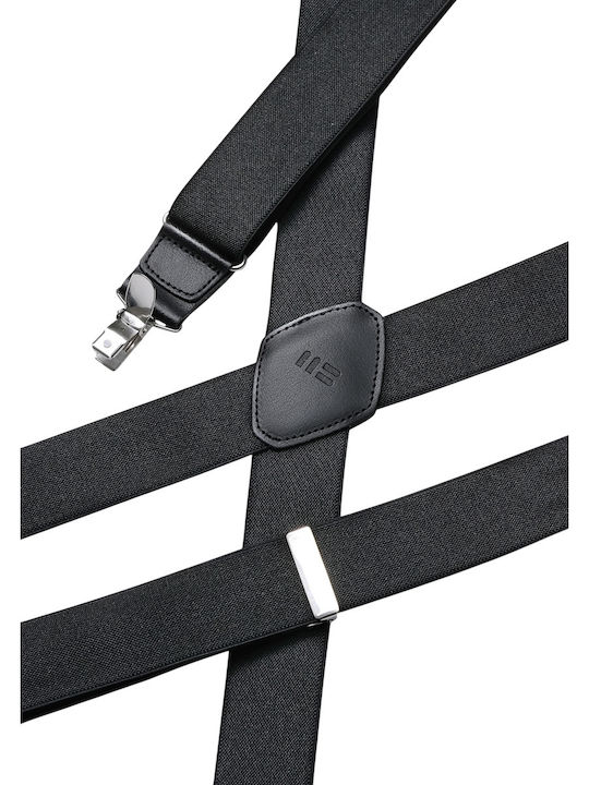 Miguel Bellido Smooth Elastic Strap Men's Gray Leather Buckle 3.5 Cm Suspenders