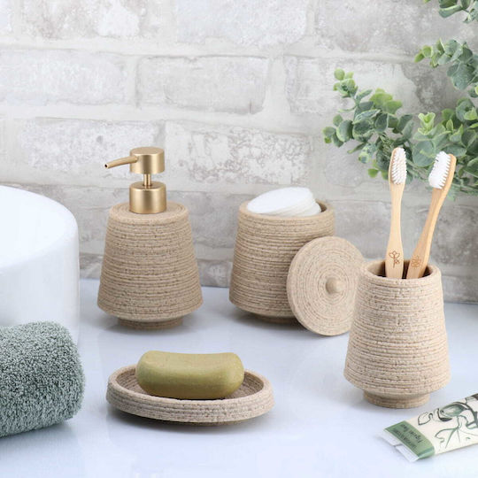 Eurocasa Ceramic Beige Bathroom Accessory Set 4 Pieces