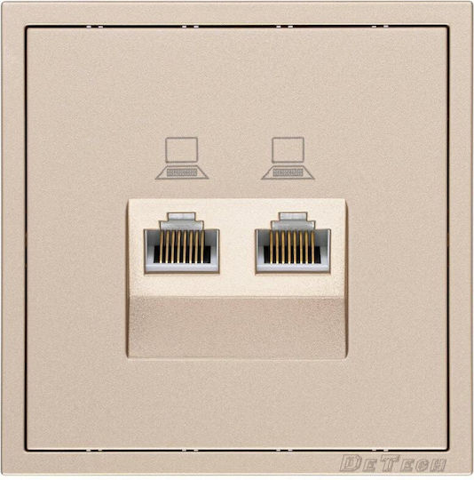 DeTech De-9227-62 Гнездо RJ45 F Cat.5e 2 Брой Гнезда Златисто