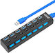 Hub USB 7 Porturi Huba55 1 X USB 3.0 6 X USB 2.0 Alimentare Indicator LED Comutator Independent PC Laptop Desktop Negru