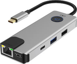 Force Power Multi-Port 7-in-1 USB-C PD 100W Hub Ethernet RJ45 2 USB-A 2 USB-C HDMI Grau
