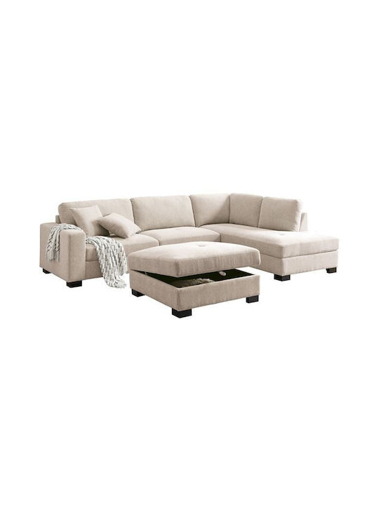 Dorno Corner Couch with Left Corner Beige 308x207x91 cm