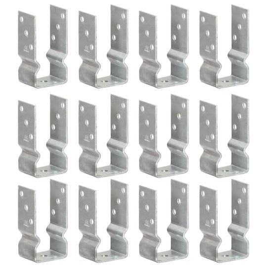 vidaXL Post Support for Garden Fence Made of Steel 7x6x15cm 12 Pieces Silver