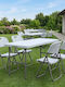 Plastic Outdoor Catering Table Foldable with Metal Frame Capri Ice White 120x60x74cm