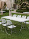 Masa Catering de Exterior Pliabilă cu Cadru Metalic Capri Alb Gheață 240x76x74cm