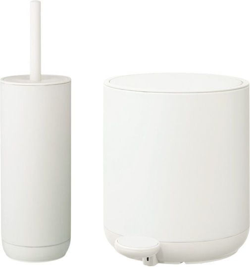 Marva Metallic Bathroom Brush and Bin Set Soft Close 5l White
