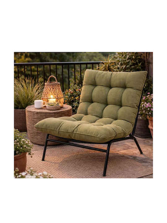 Gartenstühle Metallisch Olive mit Kissen 87x70x77,5cm