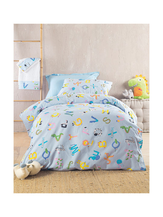Rythmos Semi Double Cotton Sheets Set Blue 160x260cm 3pcs