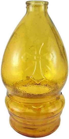 Glass Vigil Oil Lamp Candle Cup Holder Yellow 11x11x20cm Code 0443