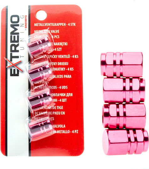 Extremo Tuning Aluminium Ventilkappen Schrader Ventile Rosa