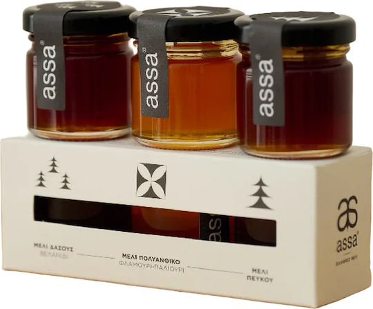 Assa Μέλι Ελληνικό 3x40gr Δάσους Πολυανθικό Πεύκου