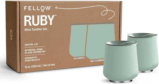 Fellow Set Glasses White Wine / Cocktail/Drinking Stainless Steel Green 355ml 2pcs