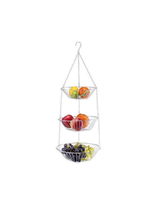 Zeller Obstschale Metallisch 3 Niveaus Silber 25,5x26x72cm