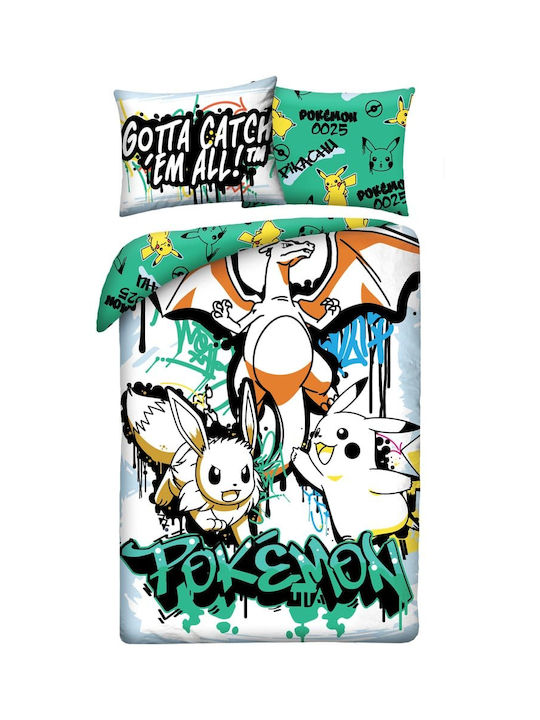 Halantex Pokemon Set Cearceaf Pentru Copii Sing...