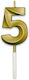Geburtstagskerzen Nummer 5 in Goldfarbe