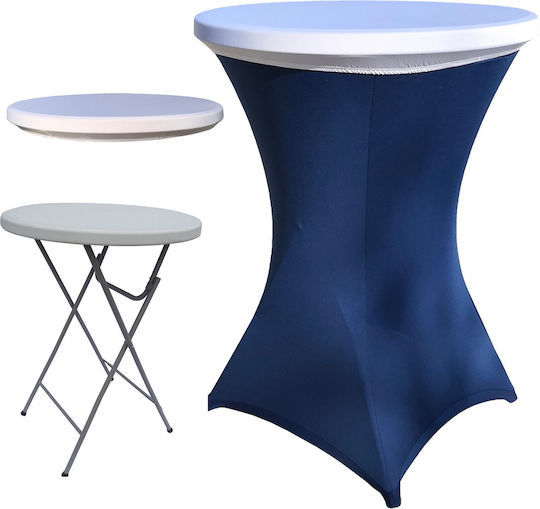 Plastic Catering Garden & Terrace Table for Small Spaces Foldable with Metal Frame Blue 80x80x110cm