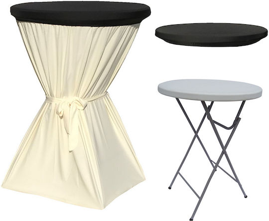 Plastic Catering Garden & Terrace Table for Small Spaces Foldable with Metal Frame Ivory 80x80x110cm