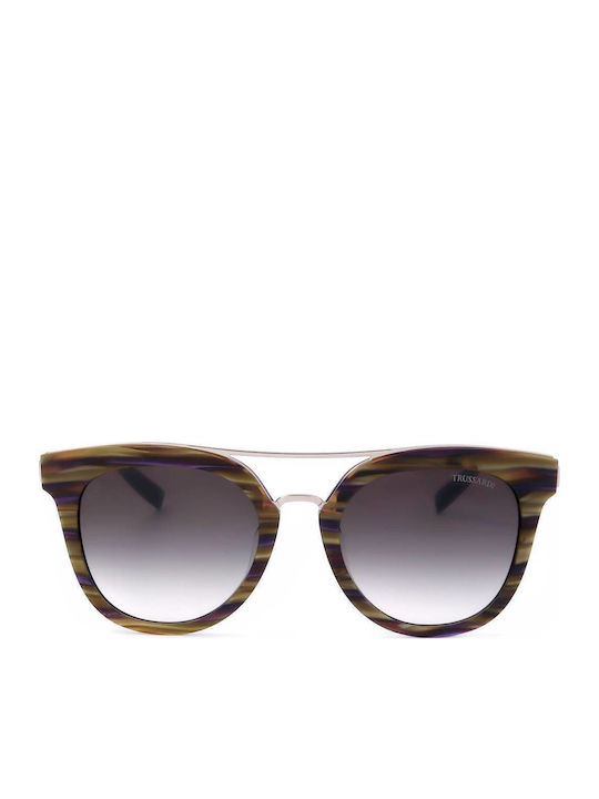 Trussardi Woman Sunglasses with Brown Frame and Gray Lens STR232F 06DA