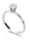 Paraxenies Single Stone Ring in 14K White Gold with Zircon