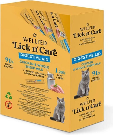 Wellfed Lick N Care Digestive Aid Pui & Lapte Integral de Oaie 6g