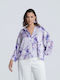Women's Satin Floral Lilac Blouse