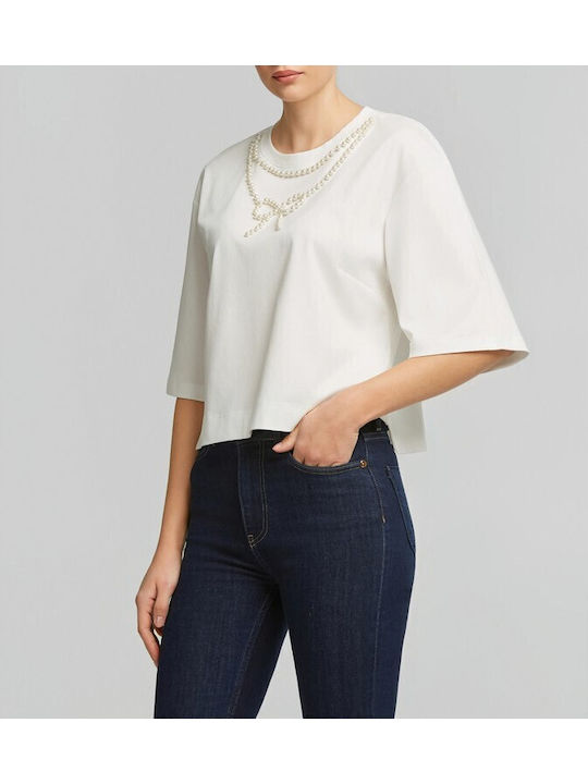 Lynne Women's Crop Top Cotton Off White
